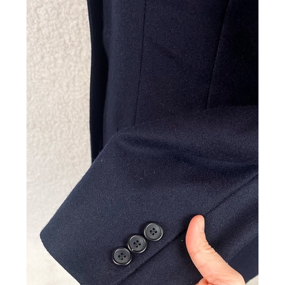 (VTG) JASON PRESCOTT • Petites Navy Blue Structured Pure Wool Blazer Jacket - Picture 10 of 13